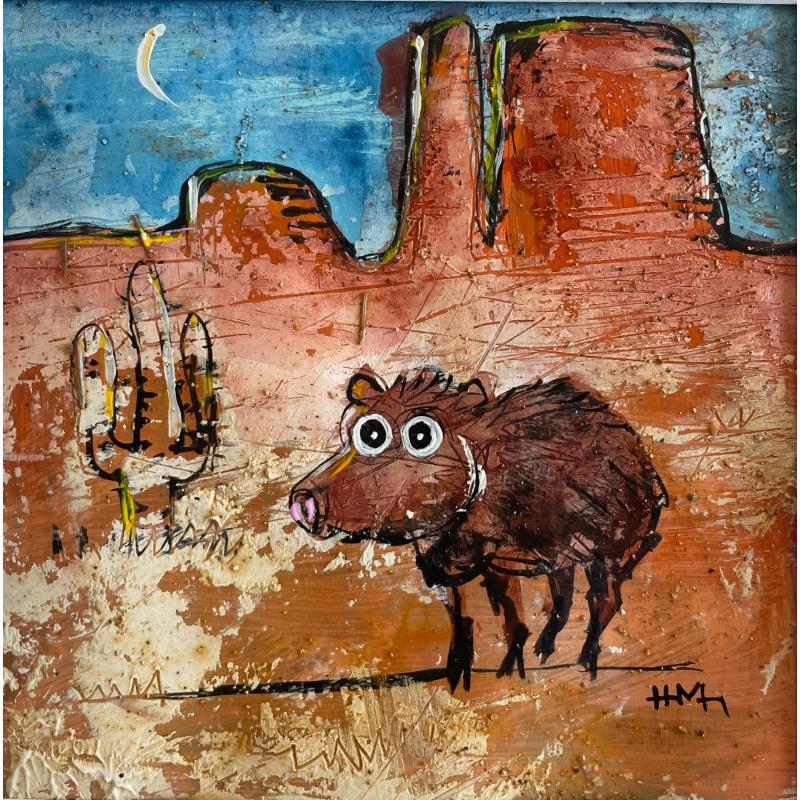 Painting Young Javelina by Maury Hervé | Painting Raw art Animals Ink Sand