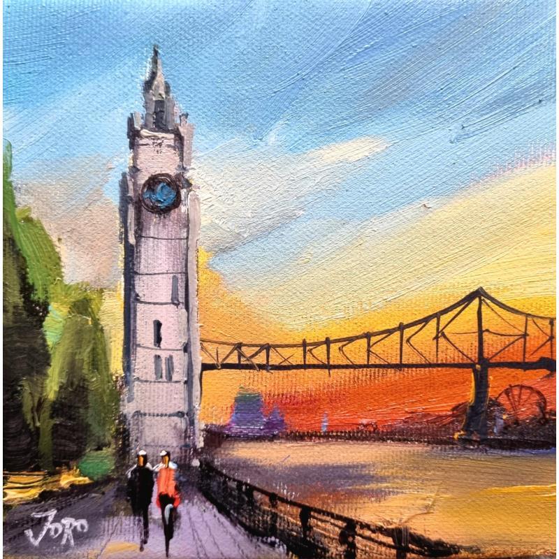 Peinture Sunset walk par Joro | Tableau Figuratif Huile Urbain