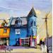 Peinture The blue house par Joro | Tableau Figuratif Urbain Huile