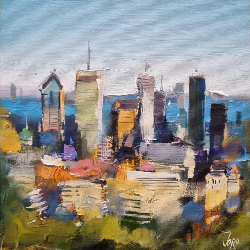 Peinture Montreal from above par Joro | Tableau Figuratif Urbain Huile