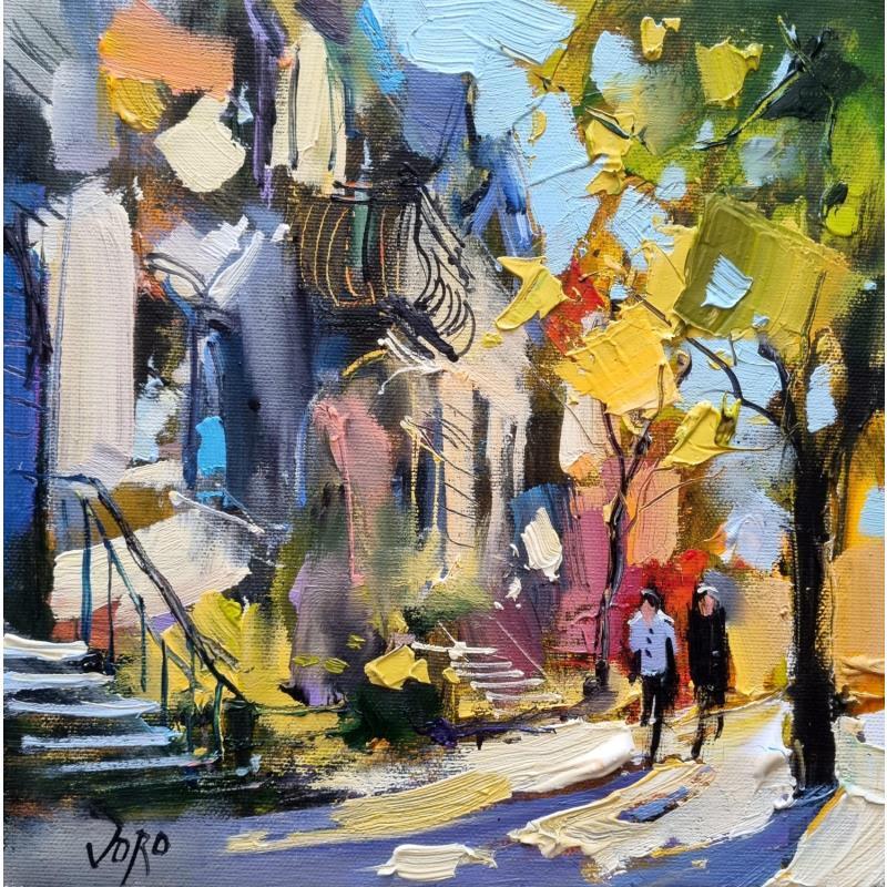 Peinture Morning walk  par Joro | Tableau Figuratif Huile Urbain