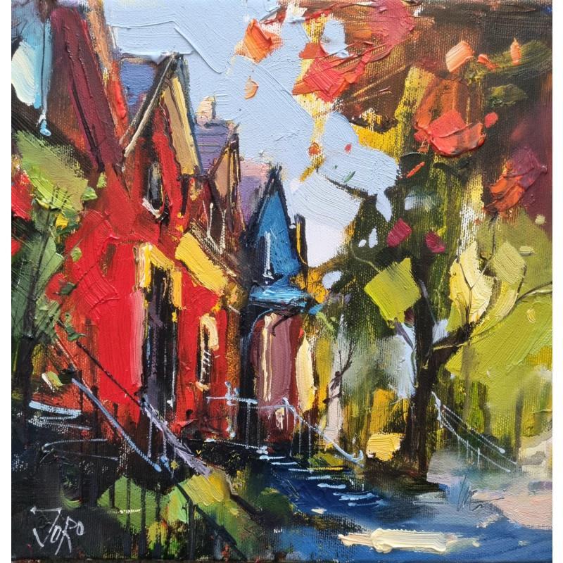 Peinture Colorful street par Joro | Tableau Figuratif Huile Urbain