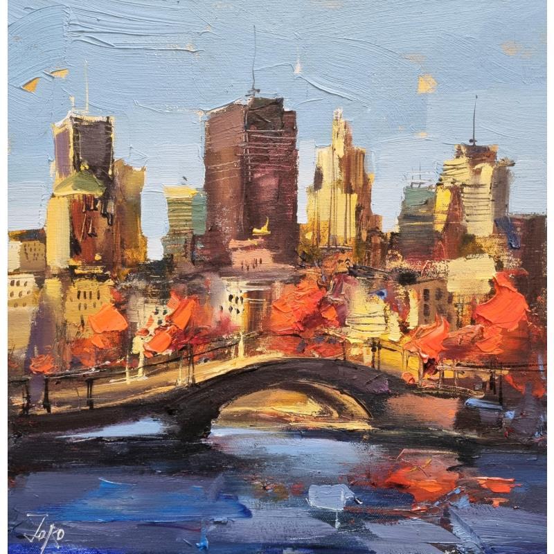 Peinture Montreal city view par Joro | Tableau Figuratif Huile Urbain