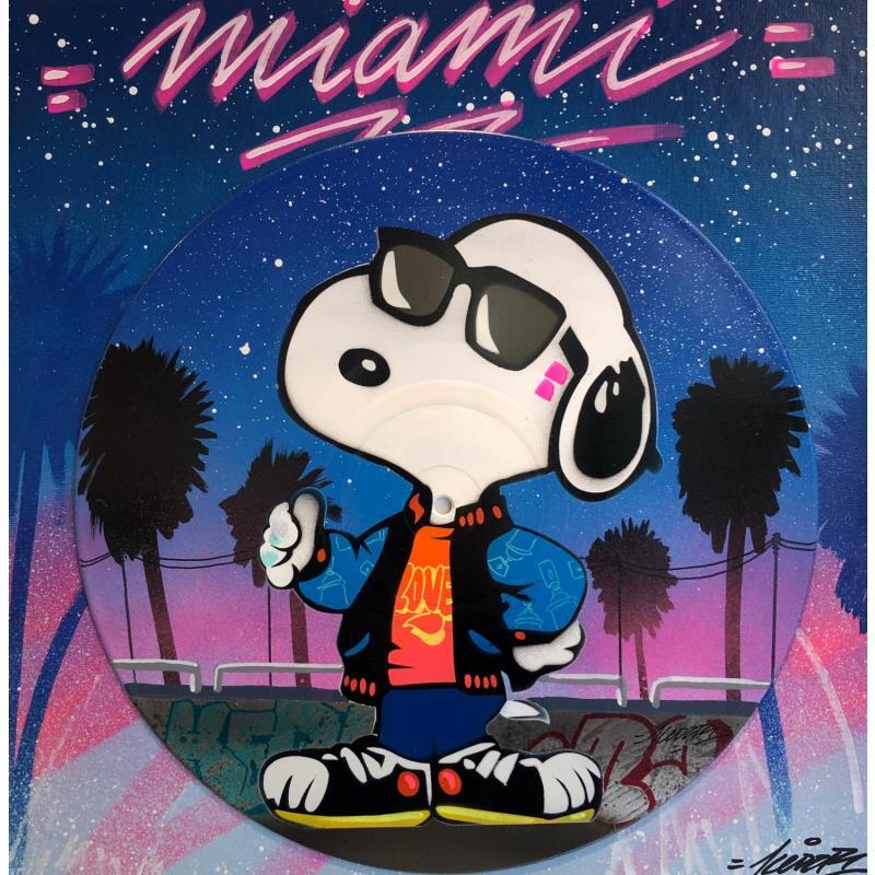 Painting Snoopy Vinyle by Kedarone | Painting Pop-art Pop icons Graffiti Acrylic