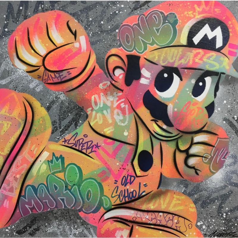 Gemälde Mario catch von Kedarone | Gemälde Pop-Art Pop-Ikonen Graffiti Acryl