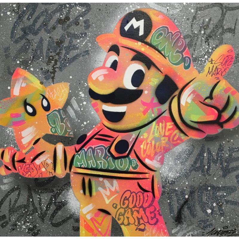 Peinture Mario Star par Kedarone | Tableau Pop-art Icones Pop Graffiti Acrylique