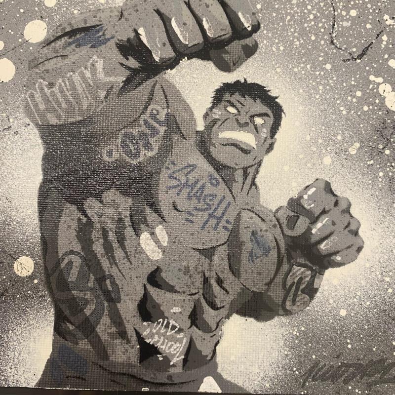 Gemälde Hulk Gris von Kedarone | Gemälde Pop-Art Pop-Ikonen Graffiti Acryl