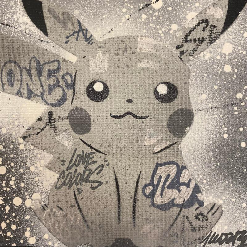 Gemälde Pikachu Gris von Kedarone | Gemälde Pop-Art Pop-Ikonen Graffiti Acryl