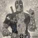 Gemälde Deadpool Gris clair von Kedarone | Gemälde Pop-Art Pop-Ikonen Graffiti Acryl