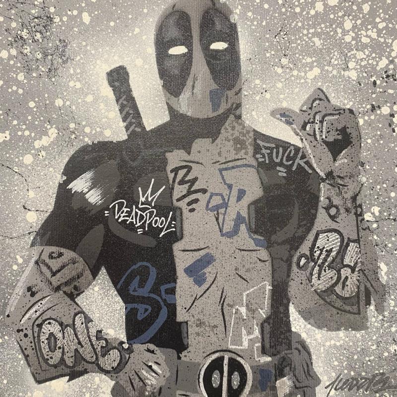 Peinture Deadpool Gris clair par Kedarone | Tableau Pop-art Icones Pop Graffiti Acrylique