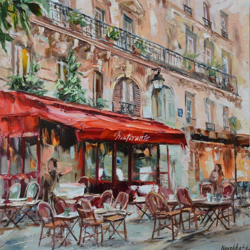 Painting Restaurant italien by Novokhatska Olga | Painting Figurative Urban Oil Acrylic