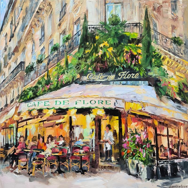 Painting Café de Flore by Novokhatska Olga | Painting Figurative Oil Urban