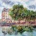 Peinture Canal St. Martin par Novokhatska Olga | Tableau Figuratif Urbain Huile Acrylique