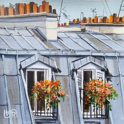 Peinture Blooming balconies par Rasa | Tableau Figuratif Acrylique Urbain