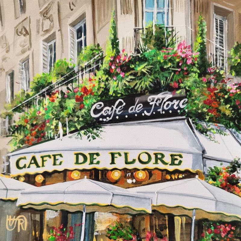Peinture Cafe de Flore par Rasa | Tableau Figuratif Acrylique Urbain