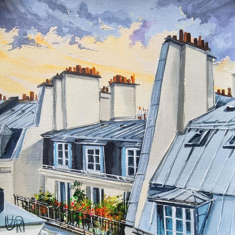 Peinture The sun is setting par Rasa | Tableau Figuratif Urbain Acrylique