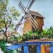 Gemälde Le moulin de la galette von Rasa | Gemälde Figurativ Urban Acryl