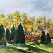 Painting Autumn in the gardens of Paris by Rasa | Painting Figurative Urban Acrylic