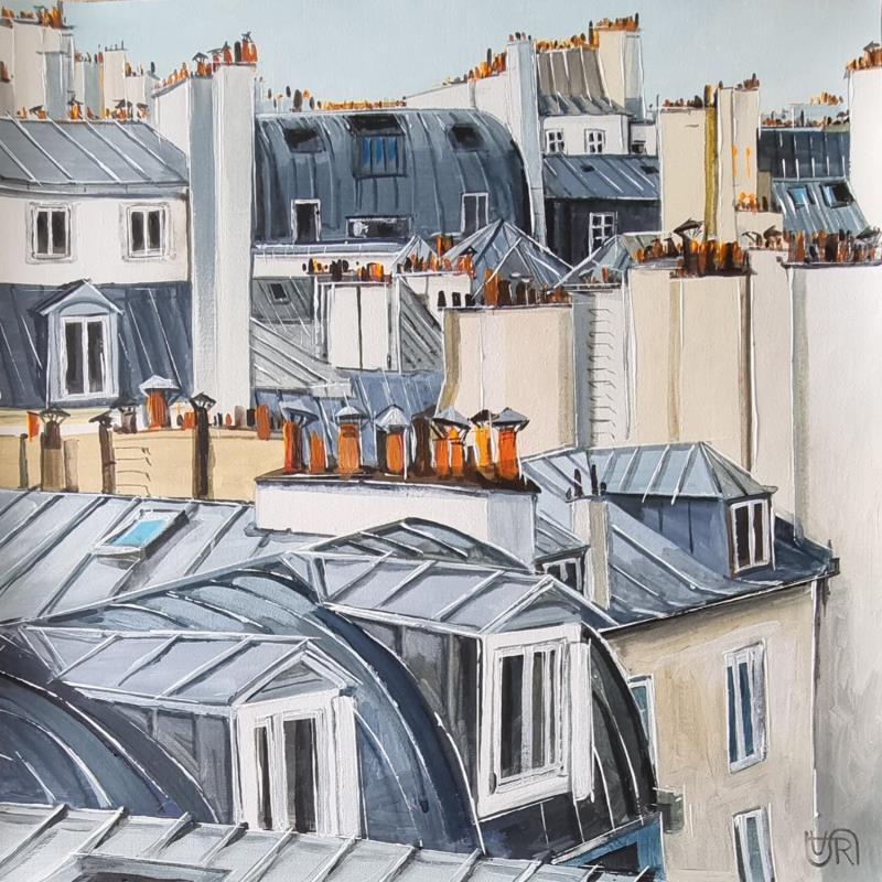 Peinture Roofs par Rasa | Tableau Figuratif Urbain Acrylique