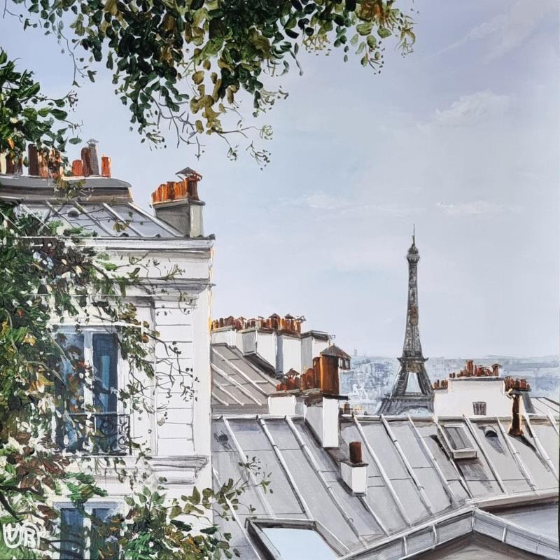 Peinture From mount Montmartre par Rasa | Tableau Figuratif Urbain Acrylique