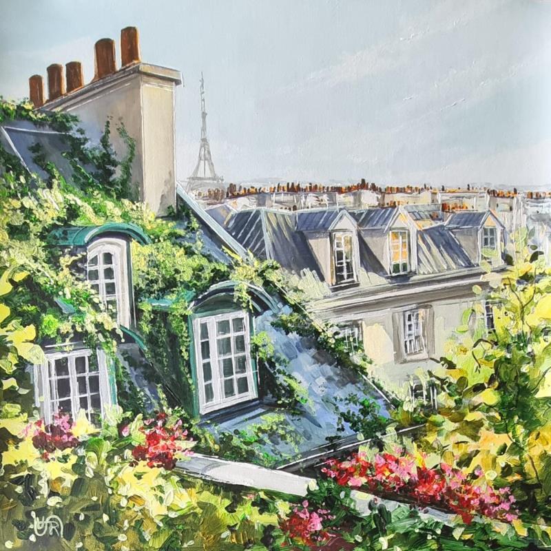 Peinture Green roofs of Paris par Rasa | Tableau Figuratif Urbain Acrylique