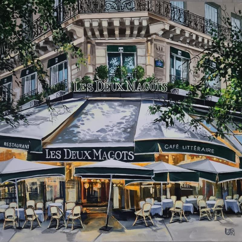 Painting Les Deux Magots by Rasa | Painting Figurative Acrylic Urban