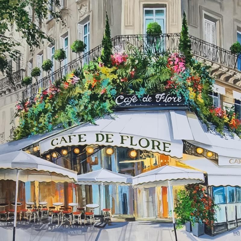 Peinture  Cafe de Flore par Rasa | Tableau Figuratif Acrylique Urbain