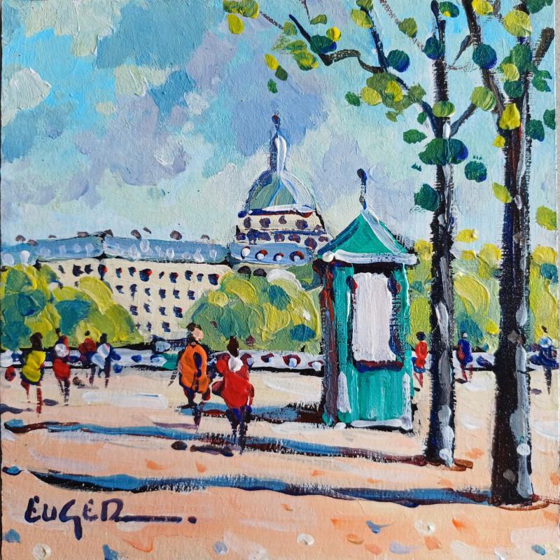 Painting AUX JARDINS DU LUXEMBOURG A PARIS by Euger | Painting Figurative Acrylic Landscapes, Life style, Urban