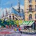 Peinture TERRASSE PRES DE LA CATHEDRALE DE PARIS par Euger | Tableau Figuratif Urbain Scènes de vie Acrylique