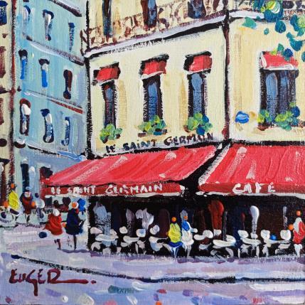 Painting TERRASSE BOULEVARD SAINT GERMAIN A PARIS by Euger | Painting Figurative Acrylic Life style, Urban