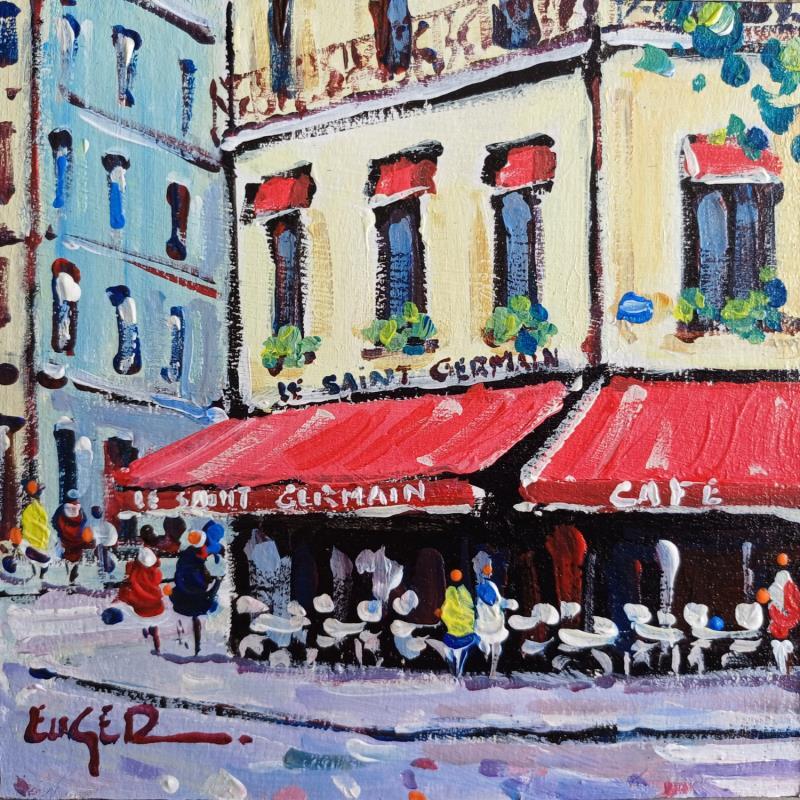 Painting TERRASSE BOULEVARD SAINT GERMAIN A PARIS by Euger | Painting Figurative Urban Life style Acrylic