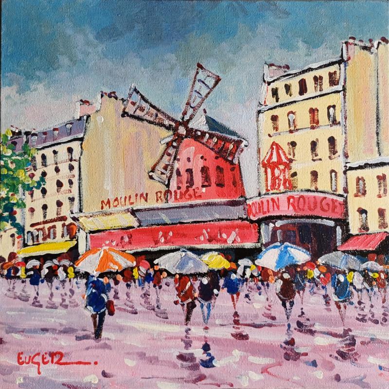 Gemälde LE MOULIN ROUGE A PARIS von Euger | Gemälde Figurativ Urban Alltagsszenen Acryl
