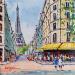 Painting PRES DE LA TOUR EIFFEL by Euger | Painting Figurative Urban Life style Acrylic