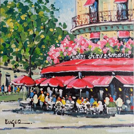 Painting  TERRASSE BOULEVARD HAUSSMANN by Euger | Painting Figurative Acrylic Life style, Urban