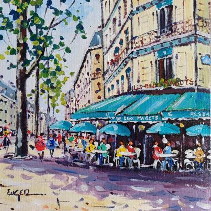 Painting APRES MIDI AUX DEUX MAGOTS by Euger | Painting Figurative Acrylic Life style, Urban