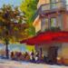 Painting Café Parisien by Eugène Romain | Painting Figurative Landscapes Oil