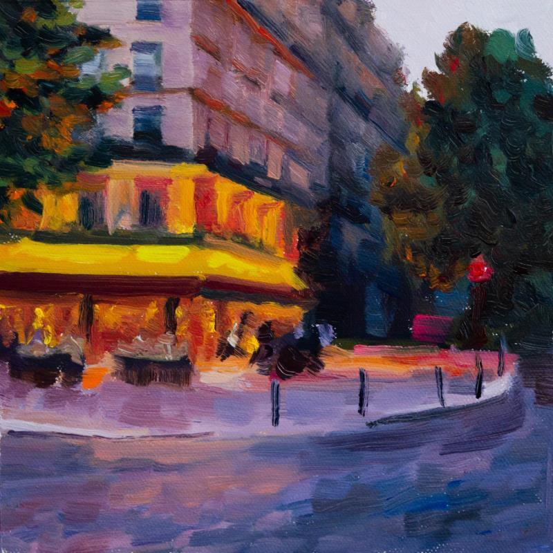 Painting Café de nuit by Eugène Romain | Painting Figurative Landscapes Oil