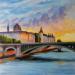 Painting Pont parisien 02 by Eugène Romain | Painting Figurative Landscapes Oil