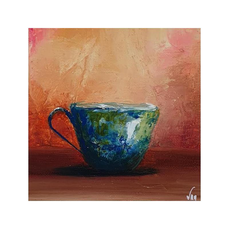 Painting A cup by Mezan de Malartic Virginie | Painting Figurative Still-life Oil