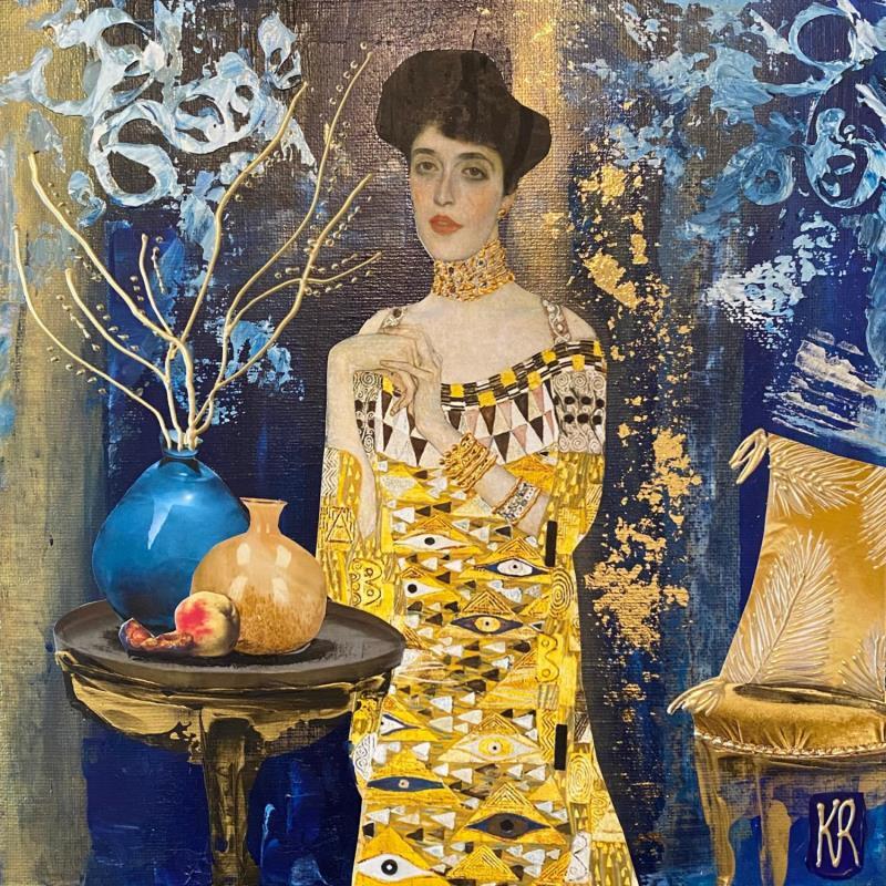 Gemälde La tombée du jour  von Romanelli Karine | Gemälde Figurativ Porträt Alltagsszenen Acryl Collage Posca Pastell Blattgold Papier