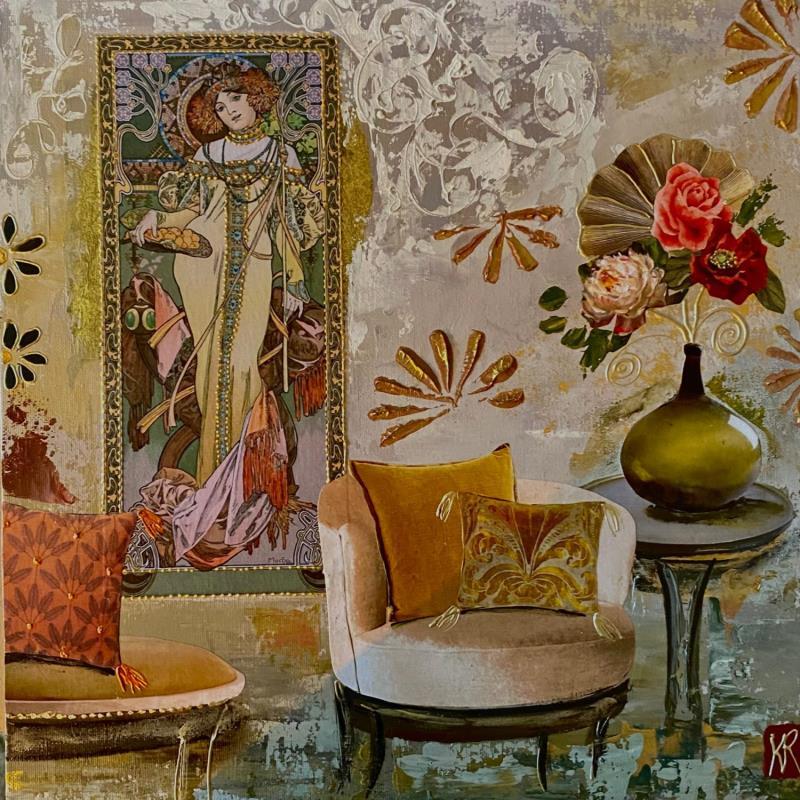 Gemälde Alycia  von Romanelli Karine | Gemälde Figurativ Alltagsszenen Acryl Collage Posca Pastell Papier