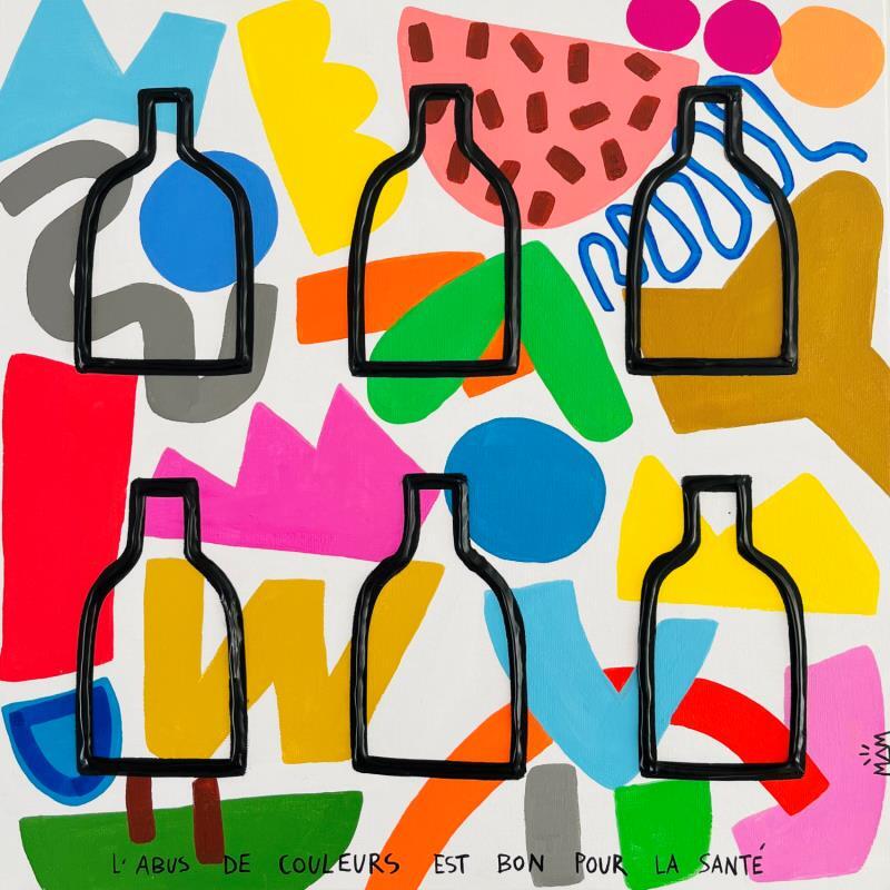 Painting HAPPY BOTTLES by Mam | Painting Pop-art Pop icons Life style Minimalist Acrylic