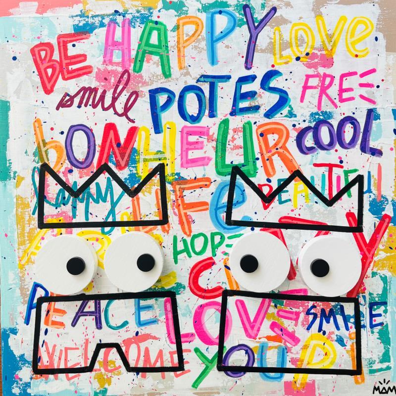 Peinture BE HAPPY par Mam | Tableau Pop-art Acrylique Icones Pop, Portraits, Scènes de vie