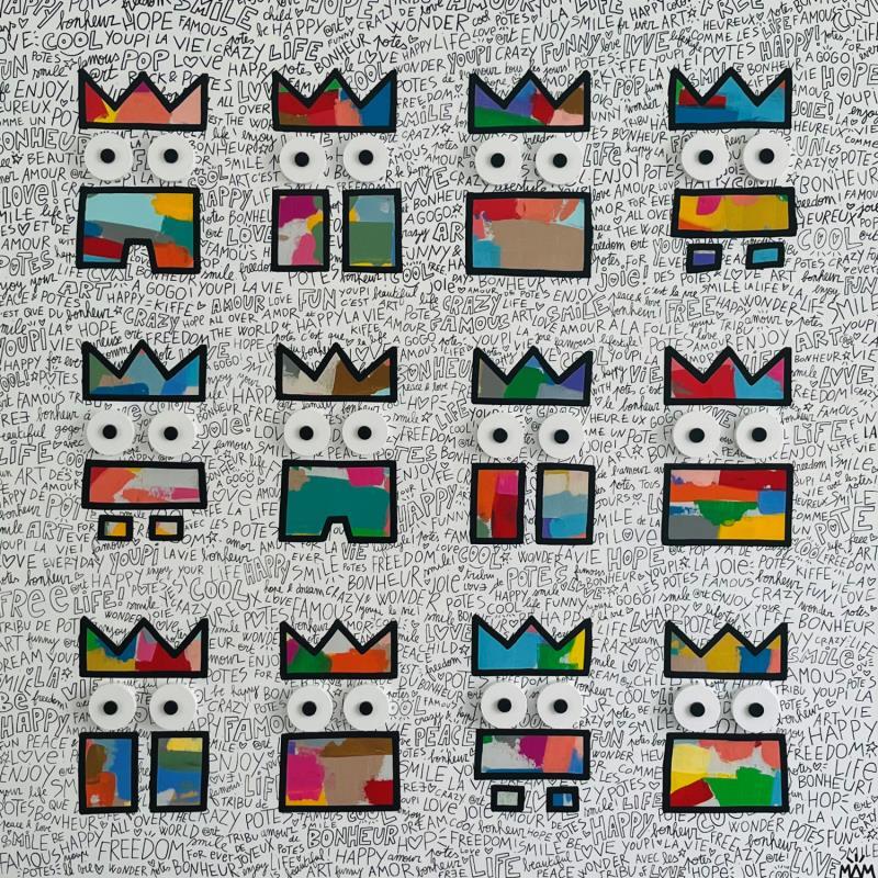 Painting LES POTES by Mam | Painting Pop-art Pop icons Minimalist Black & White Acrylic
