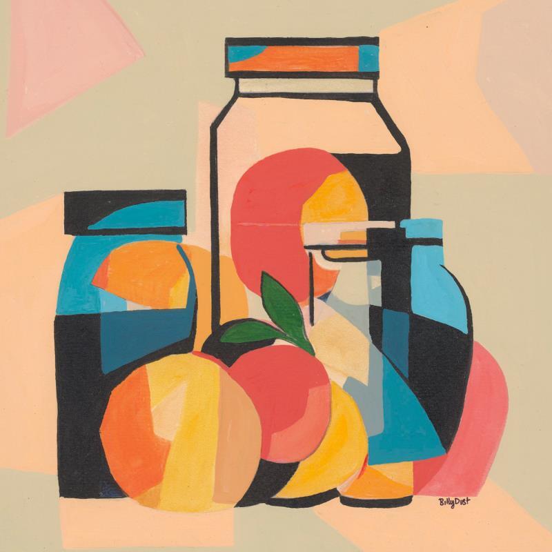 Peinture Orange jar par Billy Dust | Tableau Abstrait Acrylique Natures mortes