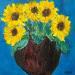 Painting Vase de sun flowers by Shahine | Painting Figurative Oil