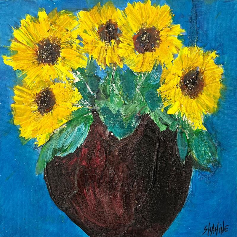 Peinture Vase de sun flowers par Shahine | Tableau Figuratif Huile