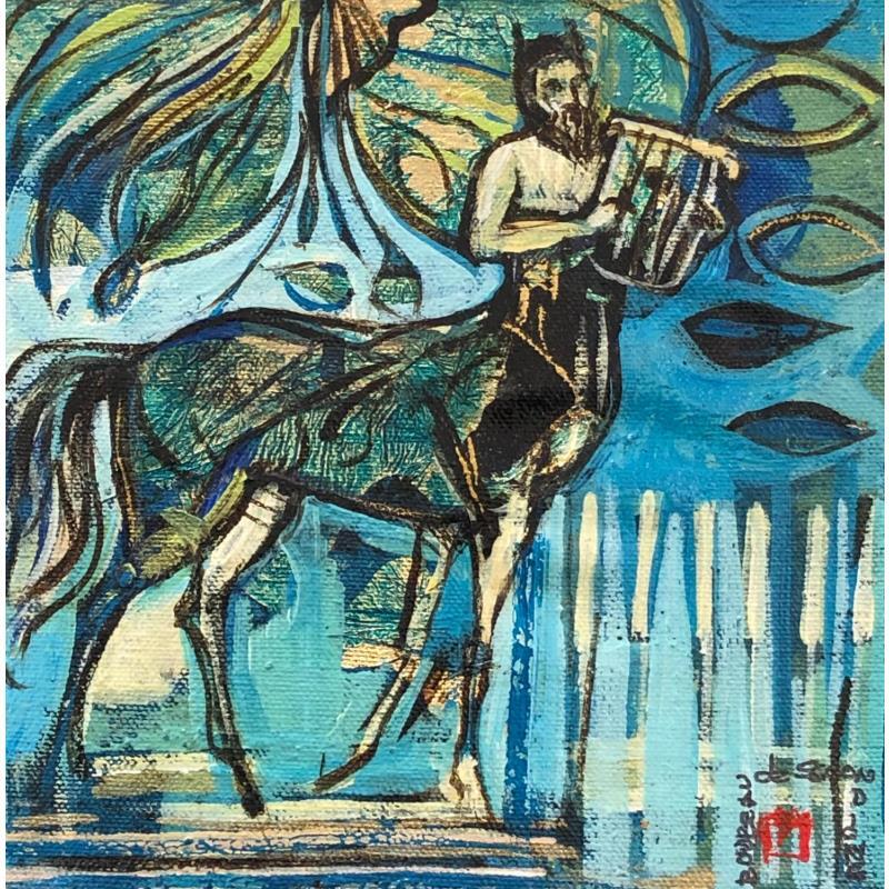 Peinture Centaure et sa musique par Machi | Tableau Figuratif Huile