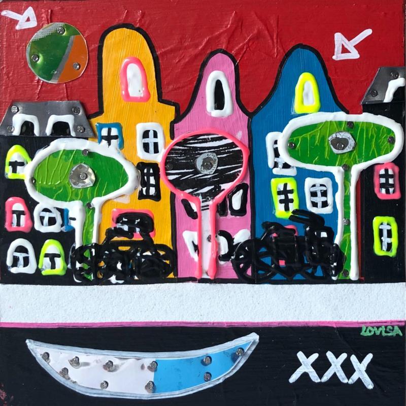 Gemälde Summery Time 2 von Lovisa | Gemälde Pop-Art Acryl, Collage, Holz, Metall, Posca, Upcycling Urban