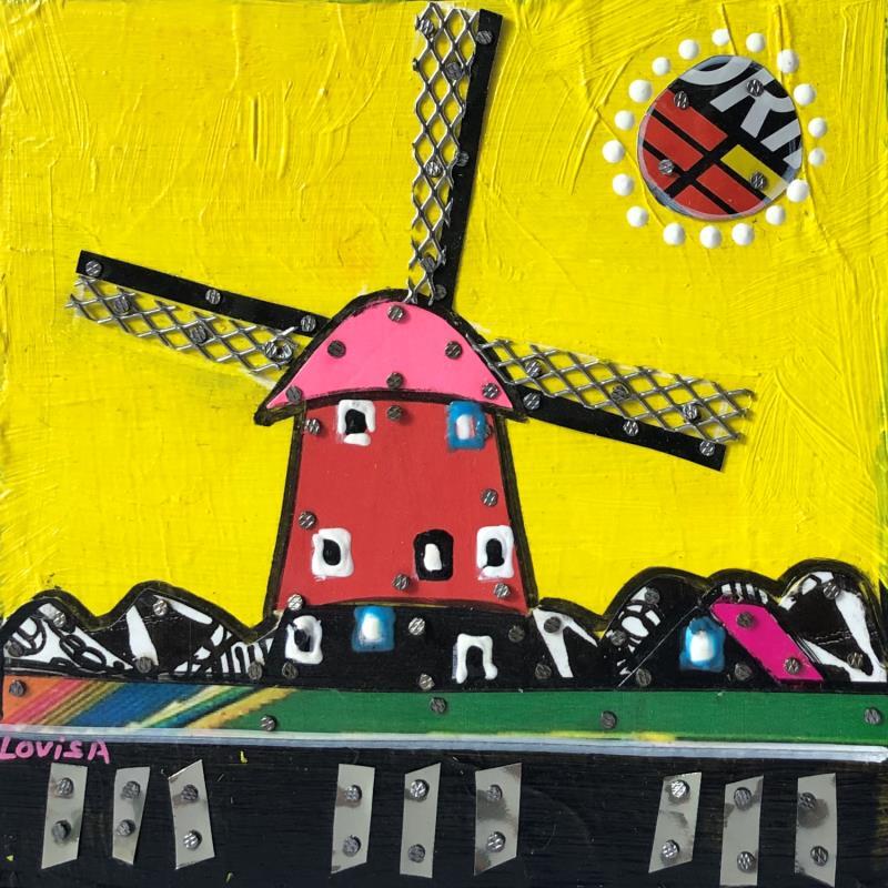 Painting Happy Mill by Lovisa | Painting Pop-art Acrylic, Gluing, Metal, Posca, Upcycling Urban